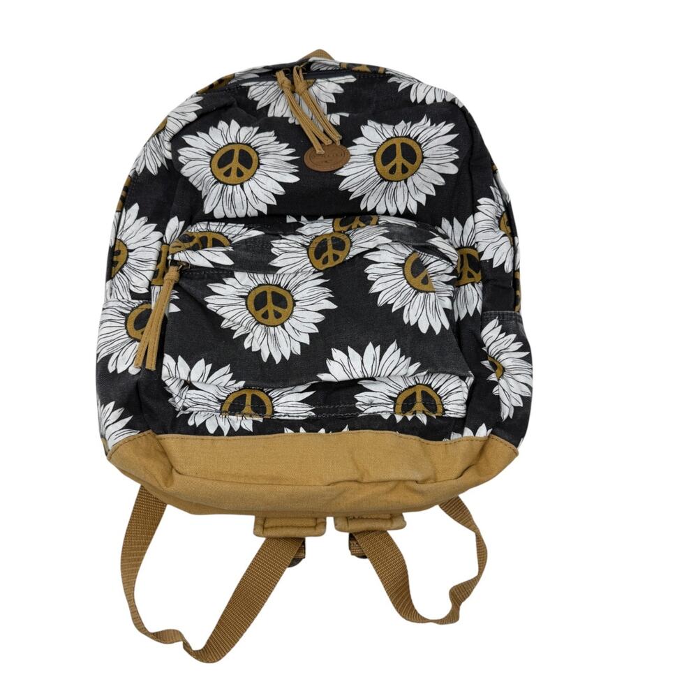 ONeill Sunflower & Peace Sign Canvas Flowers Surfer Beach Travel Hippy Backpack